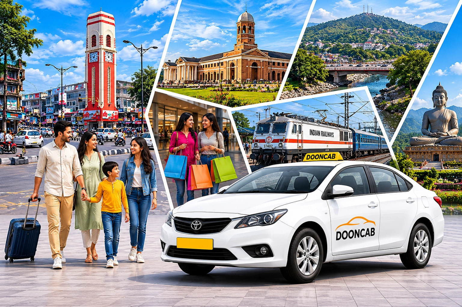 Local cab services in Dehradun for sightseeing, shopping, railway station pickup, and family travel