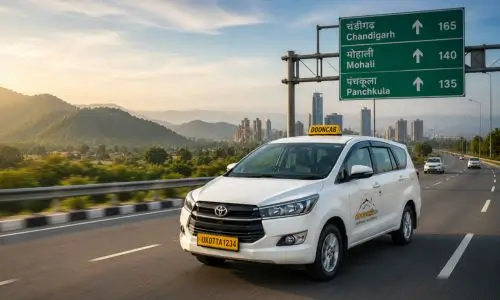 DoonCab Innova taxi providing Dehradun to Chandigarh taxi service on a modern highway route