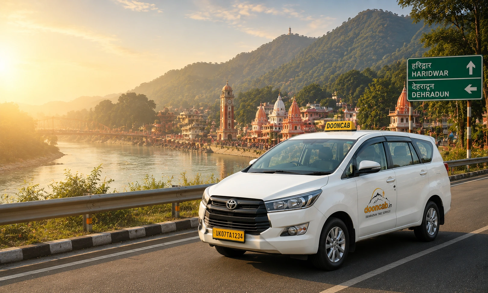 DoonCab Innova taxi providing Dehradun to Haridwar taxi service near the Ganga River and Har Ki Pauri
