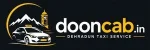 Doon Cab Dehradun Taxi Service logo featuring a car, mountain icon, and branding for taxi and travel services in Dehradun and Uttarakhand.